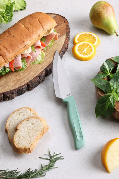 Zyliss Classic Utility Knife with Stainless Steel 15° Hollow-Ground Blade, Ergonomic Wheat Straw Handle, Finger Guard & Blade Cover, Dishwasher Safe Kitchen Knife