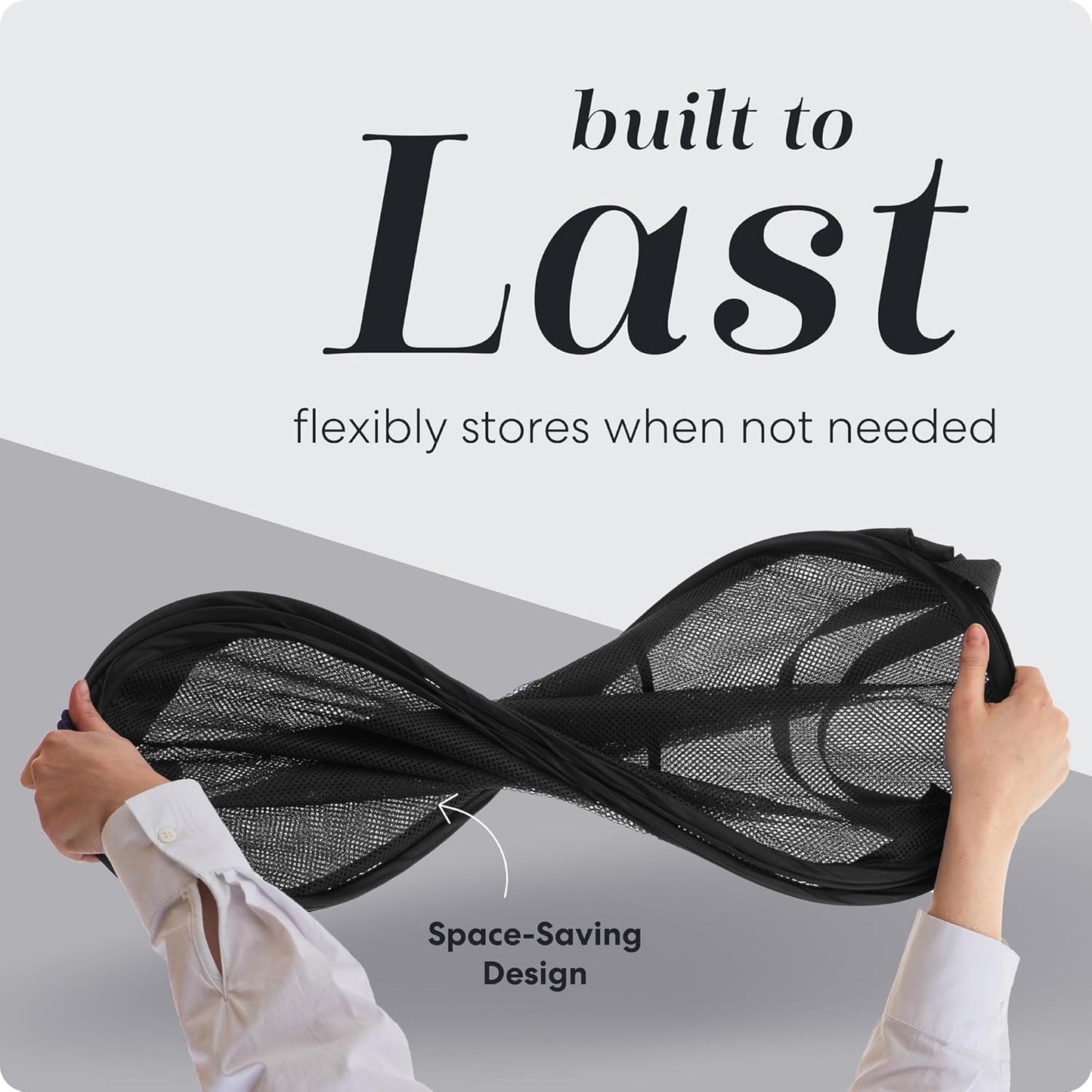 Handy Laundry Collapsible Mesh Pop Up Hamper, Wide Opening with Side Pocket - Sturdy, Foldable Design (Black | 2-Pack)