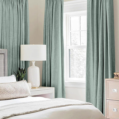 MIULEE Linen Blackout Curtains - 100% Room Darkening Thermal Insulated Grommet Panels | Seafoam Green, 42" x 90" (2 PCs)