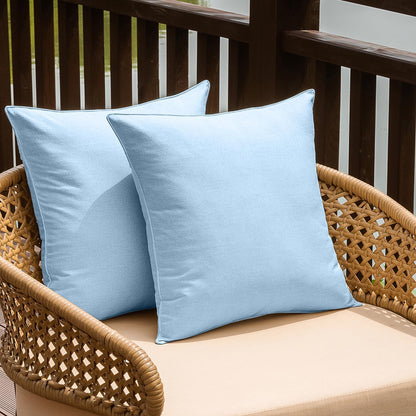 NiNi Set of 2 Outdoor Waterproof Throw Pillow Covers - Decorative Farmhouse Cushion Cases for Patio 18x18 Inch, Light