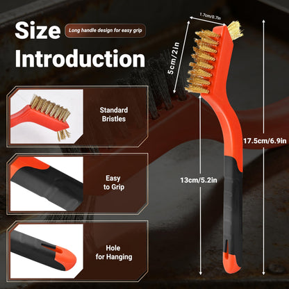 6 Pieces Brass Brush Set, Brass bristles for Cleaning Welding Slag and Rust,Scratch Brush with Mini Head & Hanging Hole for Everyday Cleaning