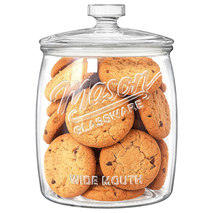 Folinstall Half Gallon Glass Cookie Jar, Food Storage Container, Wide Mouth Glass Storage Jar with Lid, 64 oz, Sourdough Starter, and Laundry Room Storage & Pantry