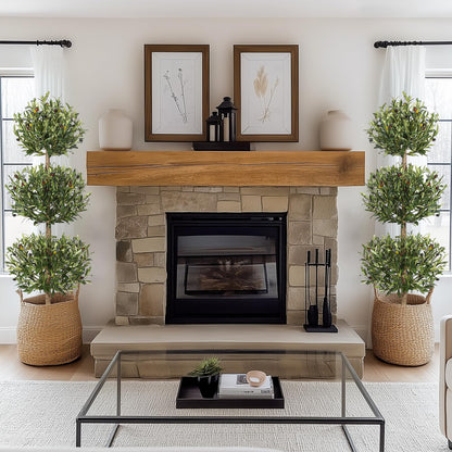 2 Pcs Artificial Olive Tree, 5FT Tall Olive Trees Artificial Indoor, Fake Olive Tree with Planter, 3-Tier Spherical Design Faux Olive Tree for Home Office Decor