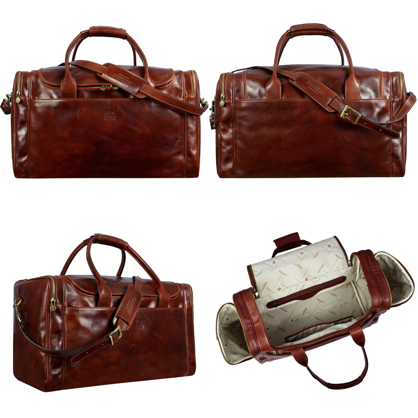 Time Resistance Leather Duffel Bag - Large Weekend Gym Travel Bag (Brown)