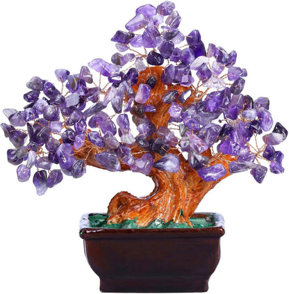 MANIFO Amethyst Crystal Tree, Reiki Healing Gemstone Money Tree Feng Shui Crystals Home Office Luck Decoration