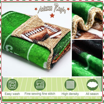 FuWeave Reversible Football Throw Blanket Double Sided Ultra Plush Blanket for Football Lover Gift Birthday Party Decor Home Bed Sofa Couch, 60 x 50 Inch