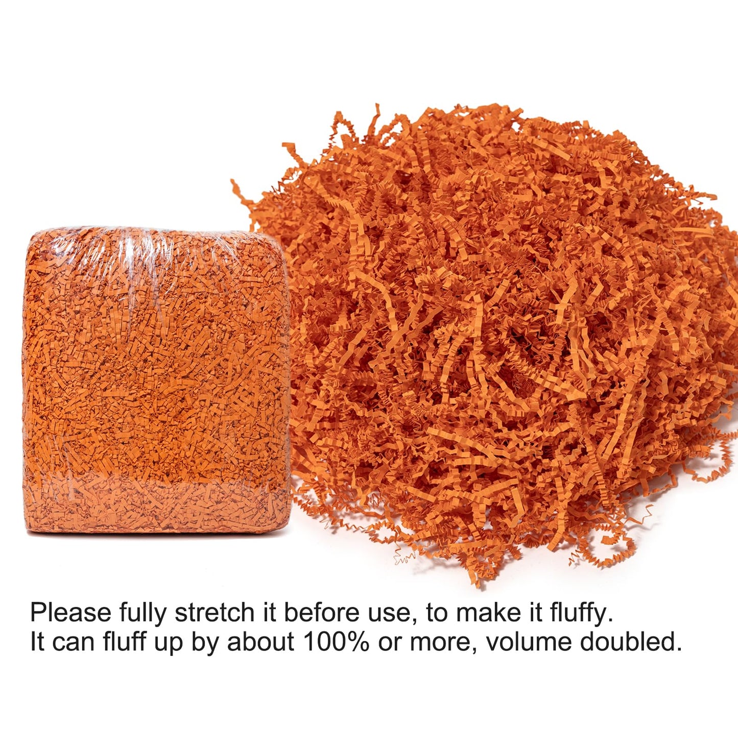 Mefleet 2 LB Crinkle Cut Paper Shred Filler Orange Crinkle Shredded Paper for Gift Box - Gift Basket Bag Filler - Grass Cushion Stuffing for Halloween Fall Christmas Holiday Packaging Wrapping