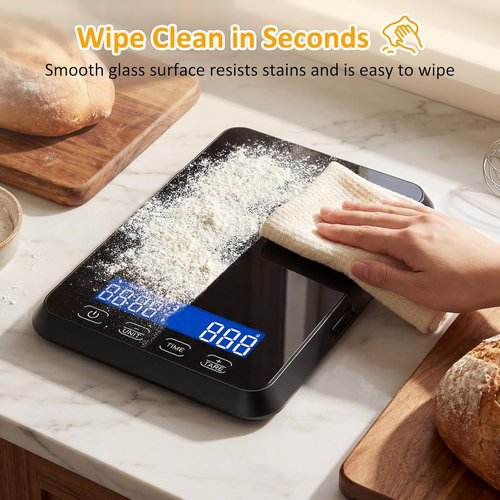 Letron Food Scale - High Precision 33 lb Kitchen Scale for Sourdough Baking | Rechargeable, 7 Units, Tare Function