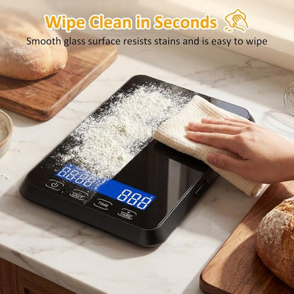 Letron Food Scale - High Precision 33 lb Kitchen Scale for Sourdough Baking | Rechargeable, 7 Units, Tare Function