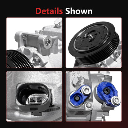 HYR New Air Conditioner AC Compressor with Clutch Compatible with Audi A4 A4 Quattro 2005-2013, Q5 2011-2012, A5 A5 Quattro 2010-2012, A6 2012-2015, A6 Quattro 2013-2015, 1.8L 2.0L 3.2L