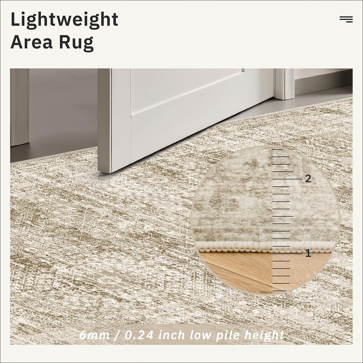Soalmost 12x15 Washable Area Rug Brown Neutral Abstract Living Room Large Carpet Non Slip Bedroom Indoor Office Dining Room Low Pile Thin Rug