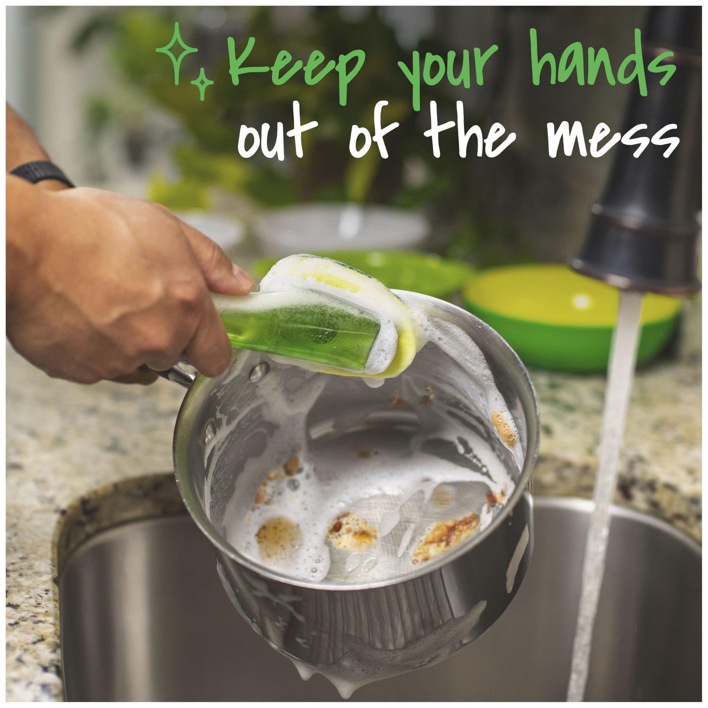 Scotch-Brite Heavy Duty Dishwand Kit, Includes 1 Wand & 7 Refill Pads, Keep Hands Out of the Mess