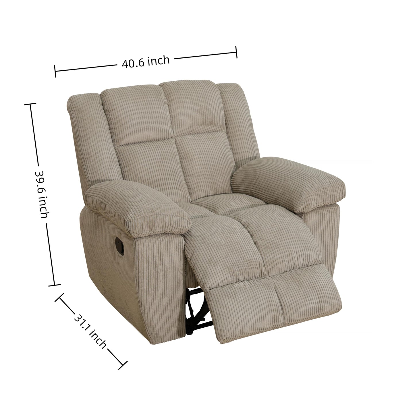Trygoal Manual Recliner Chair, Nursery Rocking Chair, Lazy Boy Recliner Chair for Adults, Gaming Recliner wih Overstuffed Arms, Suitable for Home Theater, Living Room, Bedroom, Beige