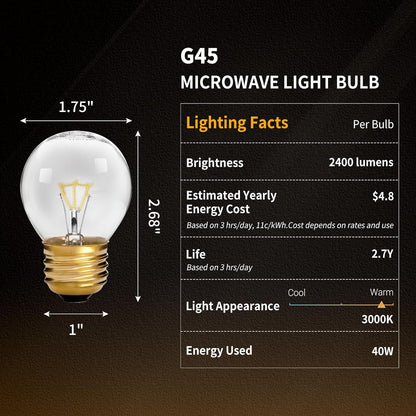 Oven Light Bulb - 40 Watt Appliance Bulb for Maytag GE Kenmore Whirlpool, 4 Pack
