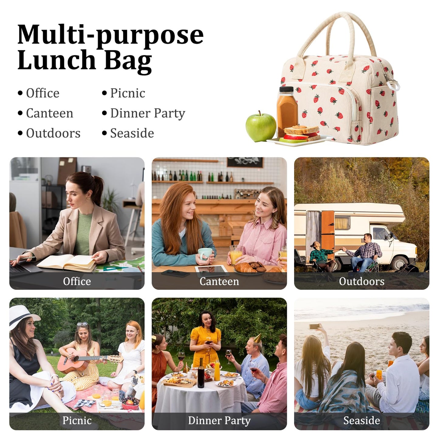 MEXS Insulated Lunch Bag for Women Men Large Reusable Lunch Box Adult Leakproof Portable Cooler Tote Bags for Work Picnic