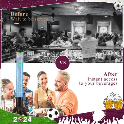COSYOO 2PCS Drink Tower, 3L Mimosa Tower Dispenser With Ice Tube and Led Light, Tabletop Beer Dispenser 3.17 Qt./100oz, Ideal for Parties Bars Pubs Restaurants