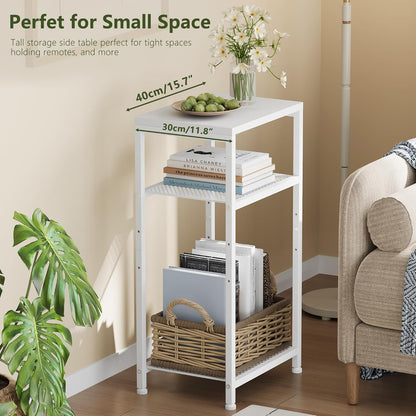 29.1" HET003WT1 Heybly Small Side Table, Tall End Table with Adjustable Shelf, Telephone Table, Nightstand, Accent