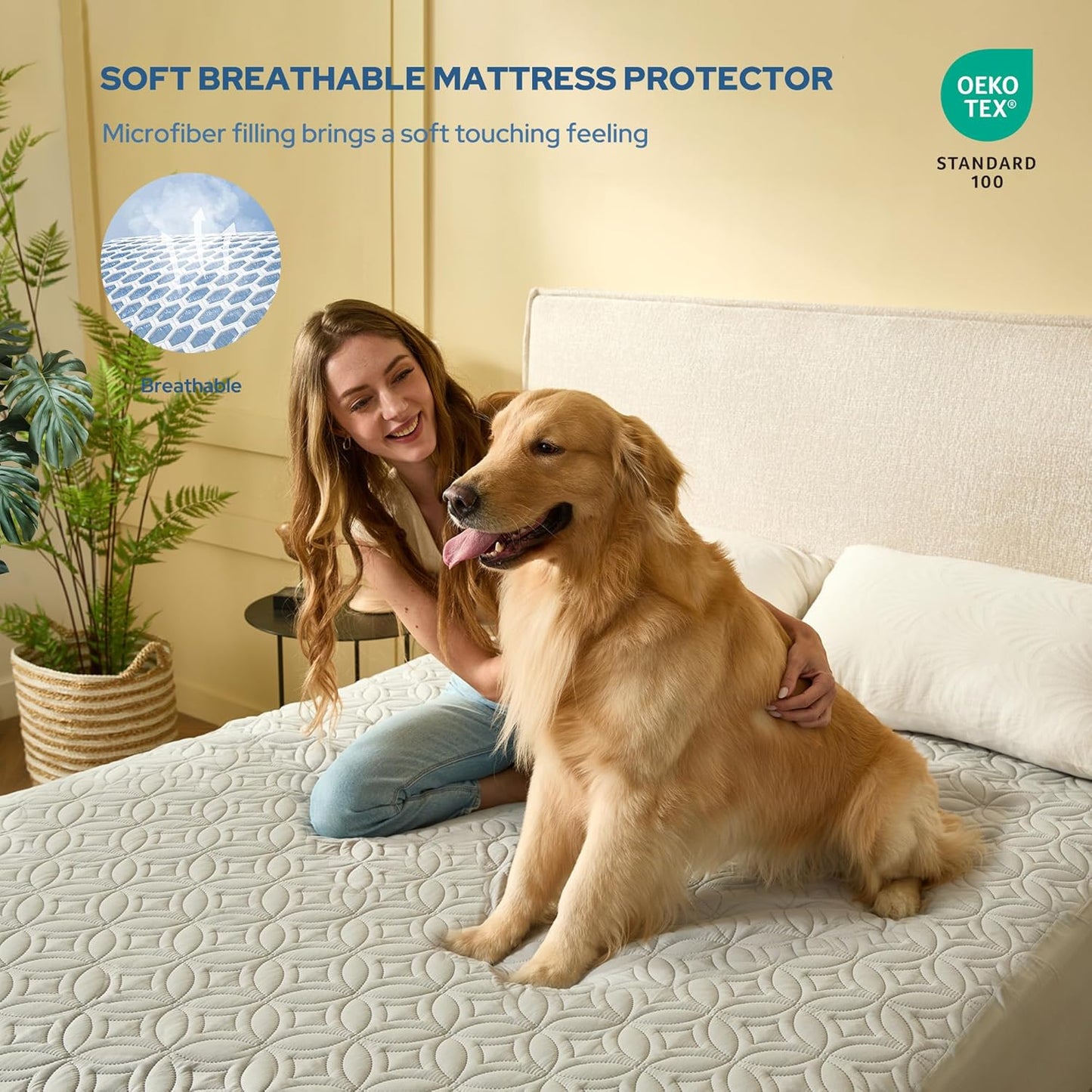 BEDLORE Waterproof Mattress Protector - Soft, Dirt-Proof Full Size Pad for Deep Pocket Mattresses (Light Gray)