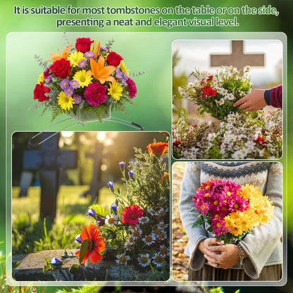 Yousoontic 4 Pack Tombstone Floral Foam Kit Headstone Flower Saddle 17.3 x 5.9 x 2.3 Inches Waterproof Floral Tombstone Hugger for Cemetery Decoration, Grave Flower Holder, Green