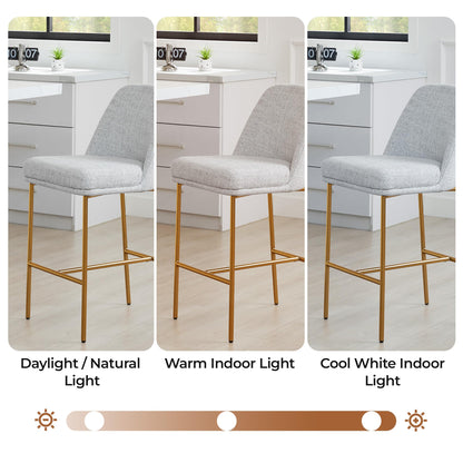 CHITA Counter Height Bar Stools Set of 2, FSC Certified Metal Barstools for Kitchen Island, 27" H Seat Height, Fabric, Light Grey (Multi-Colored)