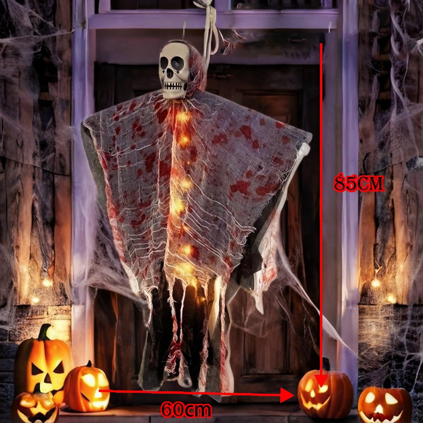 36" Halloween Hanging Ghost Decorations Outdoor, 2Pack Halloween Scary Flying Skeleton Ghost Decor for Haunted House Party Outside Indoor
