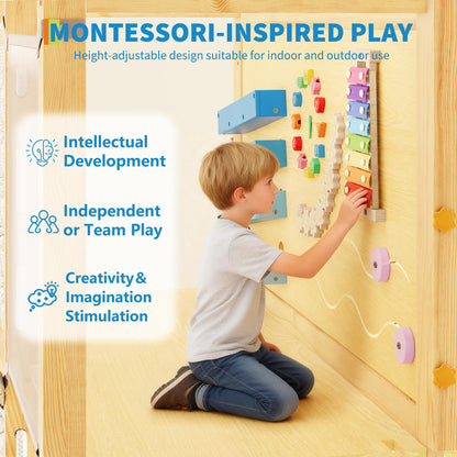 Jungle Gym with Slide, Rock Wall, Wood ＆ Rope Ladder, Monkey Bars, Gym Rings