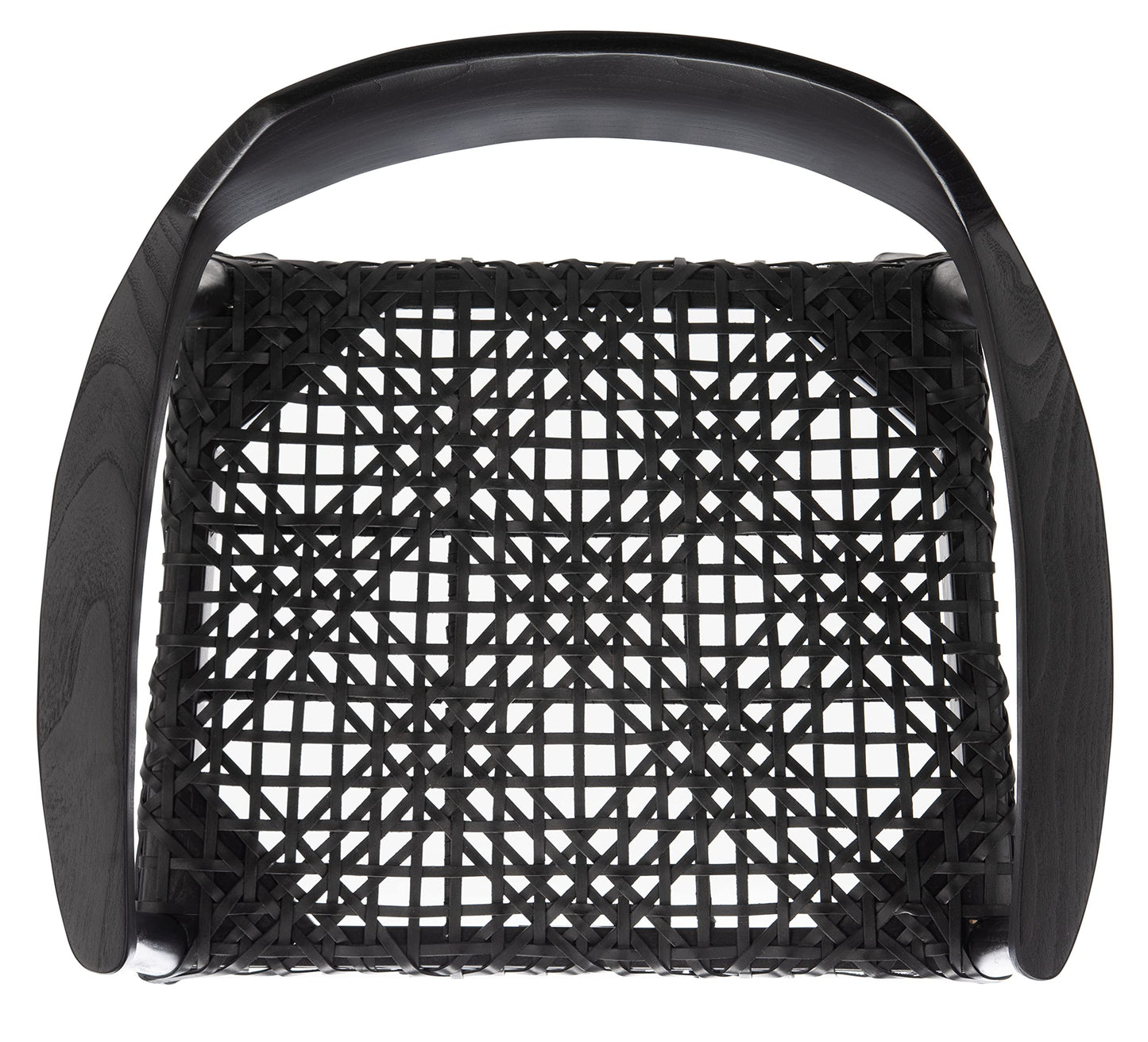 SAFAVIEH Home Collection Munro Black Sungkai Wood/Black Leather Woven Accent Chair (Fully Assembled)