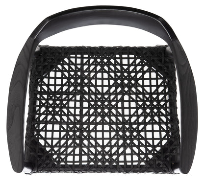 SAFAVIEH Home Collection Munro Black Sungkai Wood/Black Leather Woven Accent Chair (Fully Assembled)