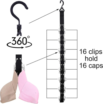 Closet Hanging Cap Organizer, 16 Baseball Cap Rack, Closet Hook Hat Storage Organizer (1 Pack)