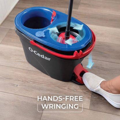 O-Cedar RinseClean Spin Mop & Bucket System + 2 Extra Mop Heads| Clean with Water | Removes 99% of Bacteria