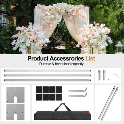 GLOSHOOTING Heavy Duty Backdrop Stand 8.9x10ft, Three Crossbar Pipe and Drape Backdrop Stand Kit, Adjustable Metal Frame, Background Stand Backdrop for Wedding Photography Birthday Party Decorations
