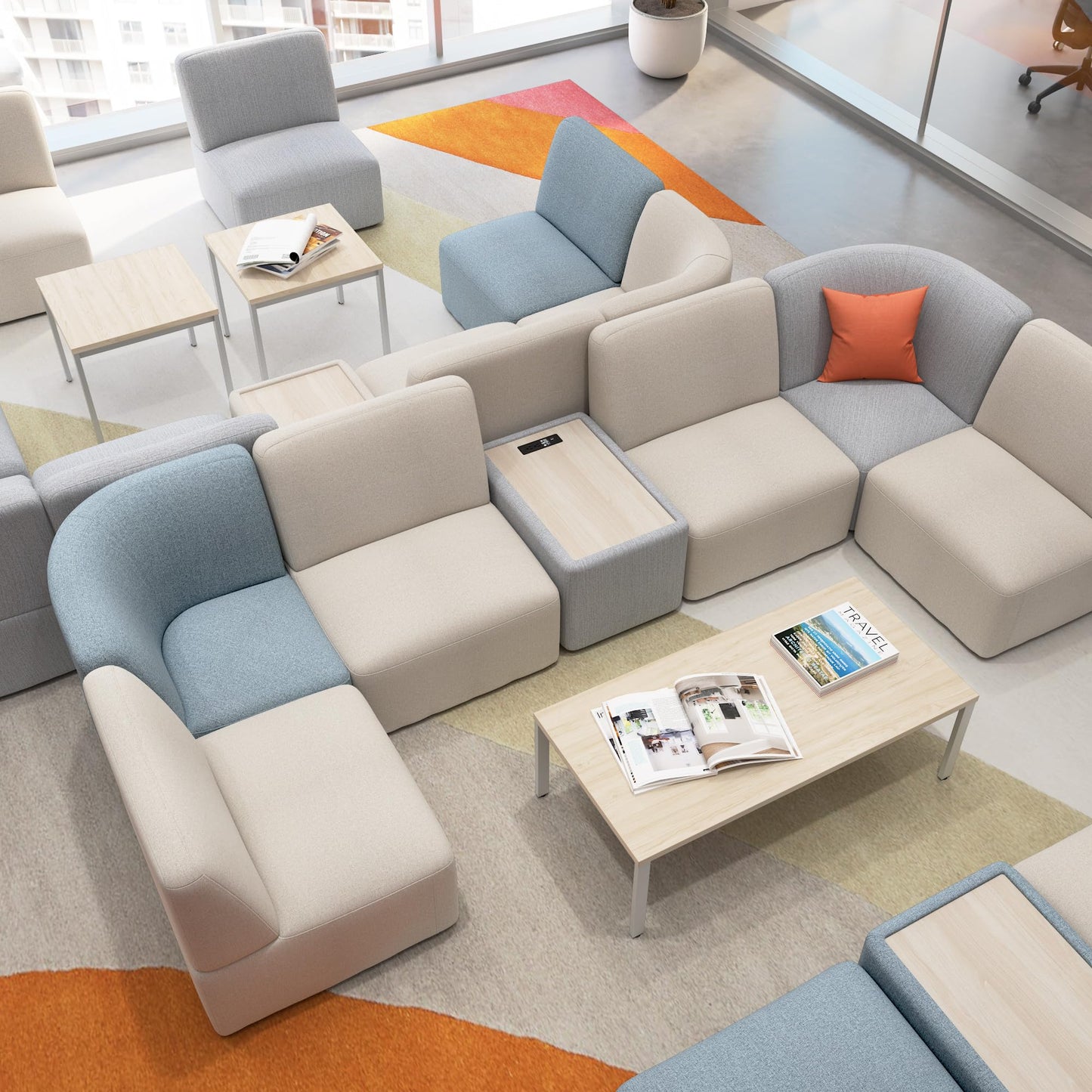 Bush Business Furniture Modular Armless Lounge Chair, Guest Seating for Lobby or Reception Area, Assemble Collection, Fog Fabric