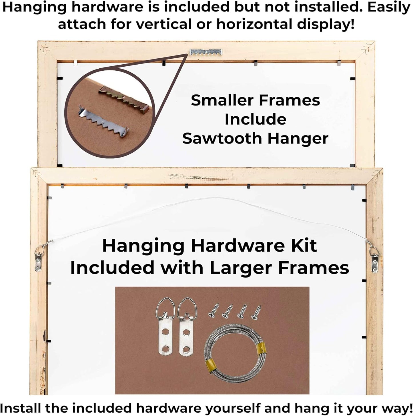 8x8 Silver Pewter Wood Picture Frame, Square Frame with UV Acrylic, Foam Board Backing & Hanging Hardware