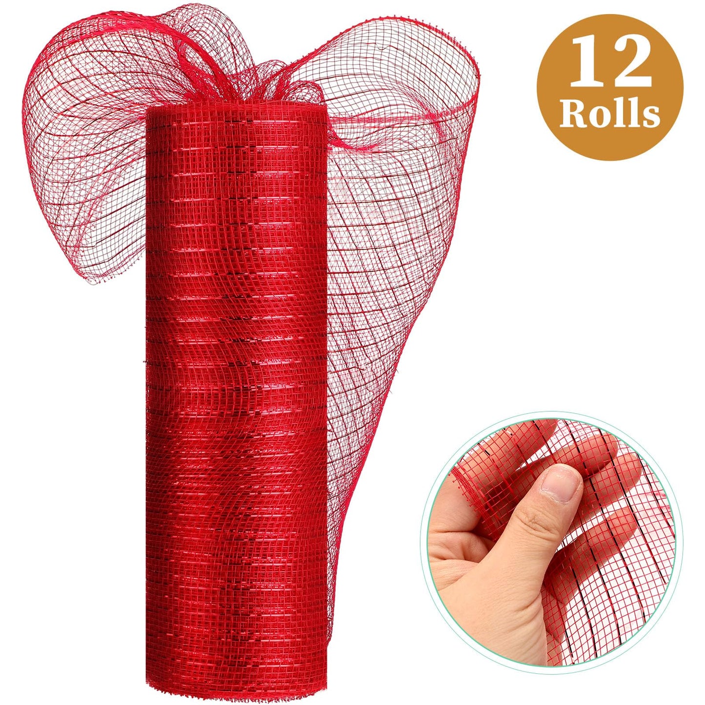 Timgle 12 Rolls 10 Inch Deco Mesh Ribbon for Wreath Making - 120 Yards Total, Metallic Mesh Foil Poly for Spring Summer Crafts, Home Door Wreaths DIY Supplies 30ft Each Roll(Modern Color)