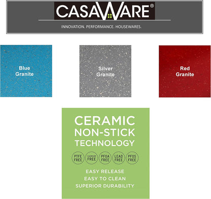 casaWare Mini Muffin Pan, 12 Cup Ceramic Coated Non-Stick (Blue Granite)