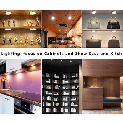 CRISETEK Smart LED Puck Lights with APP Control, Dimmable Cabinet Lighting with Bluetooth, Music Sync and Timer Function, Under Cabinet Lights, DC 12V Adaptor (Warm White, APP 8Pack)