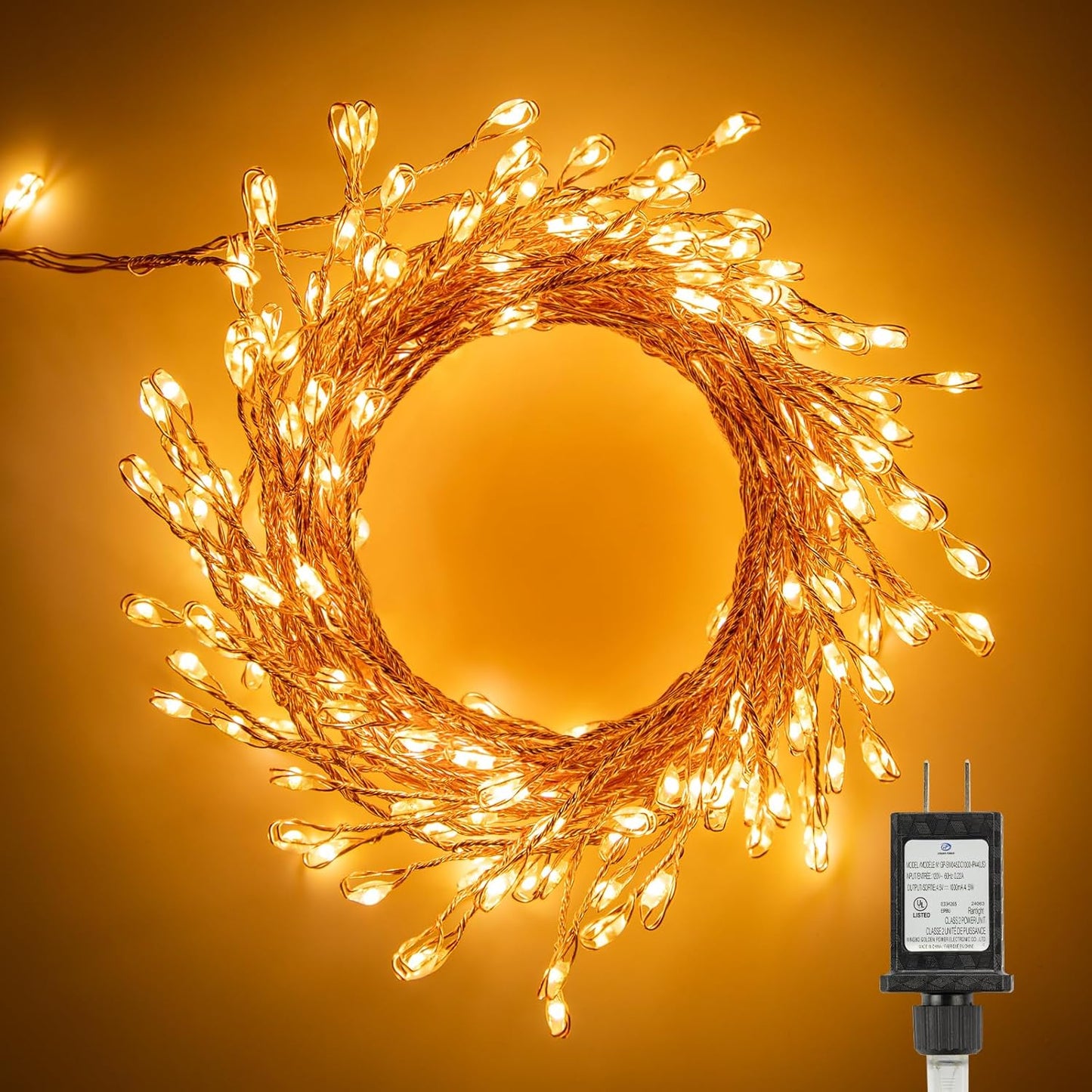 2Pcs 10Ft 200LED Fairy Lights Plug in, Copper Wire Firecracker Firefly Lights Waterproof Cluster String Lights