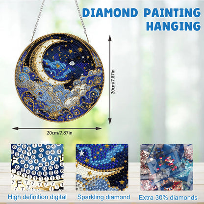 MAXBYE Moon Diamond Art Kits for Adults Hanging Ornament, DIY Special Crystal Diamond Painting kit, Double Sided Painting Kits for Beginners Gift Wall Home Decoration 8×8 Inch