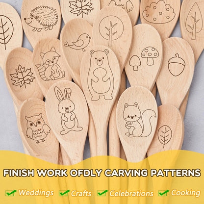 40 Pieces Wooden Spoons for Cooking Bulk 12 Inch Long Handle Cooking Mixing Oval Spoons Tasting Mixing Baking Serving Utensils, Wooden Decorative Spoon Gifts for Bridal DIY Carving Crafts, Drawing