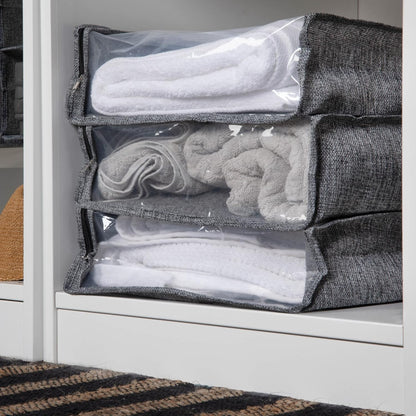 Household Essentials Under Bed Sweater Storage Bags, Zippered with Clear Vision Panel, Set of 3, Silver/Gray