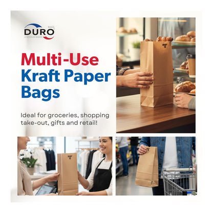 DURO ID# 18410 10# SOS Bag 35# 100% Recycled Natural Kraft, 500 Piece