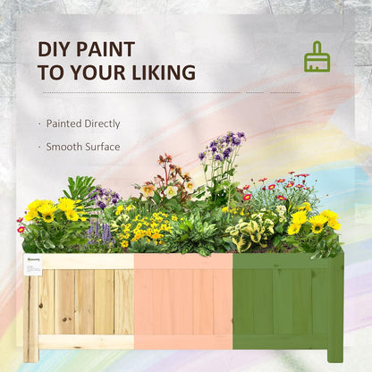 28'' 12'' 10" Outsunny Foldable Raised Garden Bed, Wooden Planter Box, Herb Garden Planter with Drainage Holes