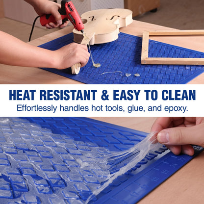 WORKPRO Silicone Glue Mat 2-Pack, Non-Stick Heat-Resistant Silicone Pad with Built-in Measurement Grid, Anti-Slip & Durable Surface for Resin, Epoxy, DIY, Crafts, Woodworking, Garage & Workshop