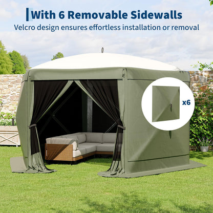 11FT Pop Up Canopy Tent with Mesh Screens – Hexagon Shelter, 6 Side Walls, 210D Polyester, 9.5mm Steel Frame, 230cm Height – Outdoor Camping Gazebo for Beach, Garden, Party, Events