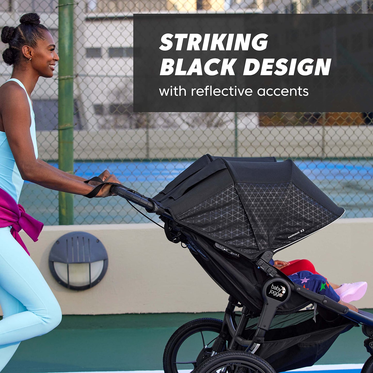 Baby Jogger® Summit X3 Double Jogging Stroller, Side by Side Double Stroller with Smooth Ride for Walking/Jogging, Compact Fold, All-Terrain Air Filled Tires, and All-Wheel Suspension, Midnight Black