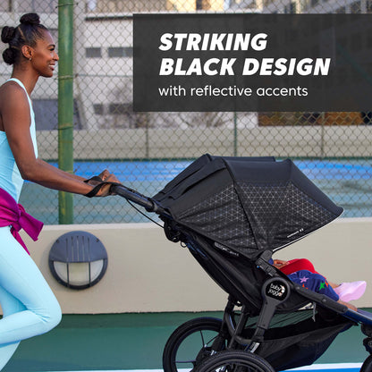 Baby Jogger® Summit X3 Double Jogging Stroller, Side by Side Double Stroller with Smooth Ride for Walking/Jogging, Compact Fold, All-Terrain Air Filled Tires, and All-Wheel Suspension, Midnight Black