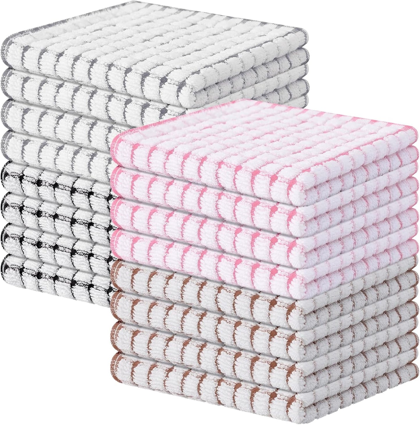 16 Pack 12 12 Inches Kitinjoy Cotton Terry Kitchen Dish Cloths, x Super Soft and Absorbent Dish Rags, Quick Drying Dish