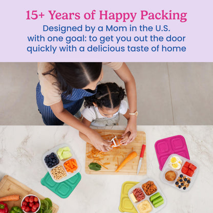 Bentgo Easyboxes 4-Compartment Snack Containers - 8-Piece Set with 4 Trays & 4 Custom-Fit Lids to Seal in Freshness - Reusable Food Storage & Meal Prep Bento BPA-Free Containers (Brights 4-Pack)