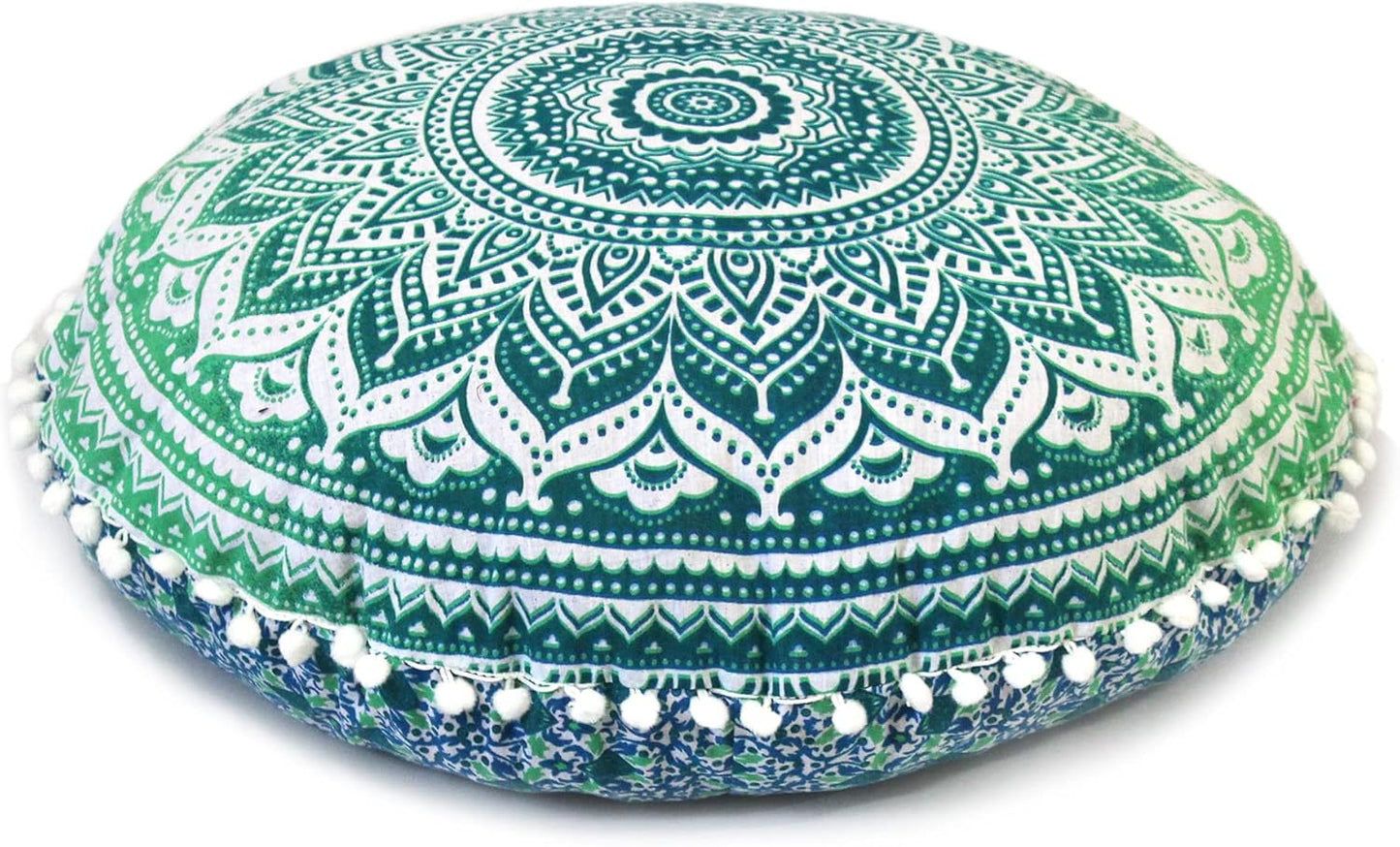 22" CRAFT KALA IN Round Mandala Floor Pillow Cushion Cover Seating Throw Cover Hippie Decorative Bohemian Ottoman Poufs