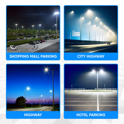 Ledmyplace LED Parking lot Light, 450W Shoebox Light with Dusk to Dawn Photocell, 60750LM, 5700K Daylight, 120-277V, IP65 Waterproof, Commercial Street & Area Lighting for Sports, Stadium,